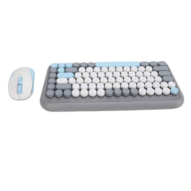Wireless Keyboard and Mouse Combo 2.4G and Bluetooth Quiet Round