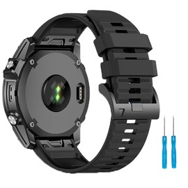 WalkerFit Silicone Watch Band for Garmin Fenix 8/7/7Pro/EPIX Gen2 47/51mm, Instinct 2 45/50mm, for Forerunner 965 22mm quick release watch bands, Quatix5/5S, Fenix 6/6 Pro/6S/5, Approach S62, Black