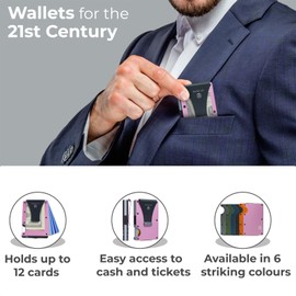 RHINO CO. Minimalist Metal Wallet RFID-Blocking Credit Card Holder with Cash Clip - Slim, Secure, Small and Stylish (Cotton Candy)