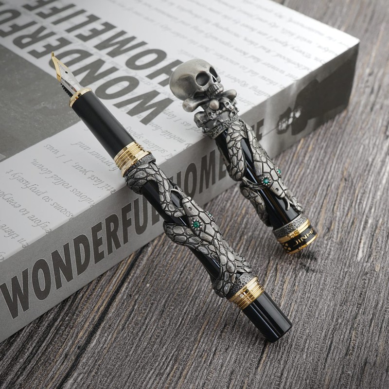Jinhao Black Snake Fountain Pen Bent Nib Fude Pen with