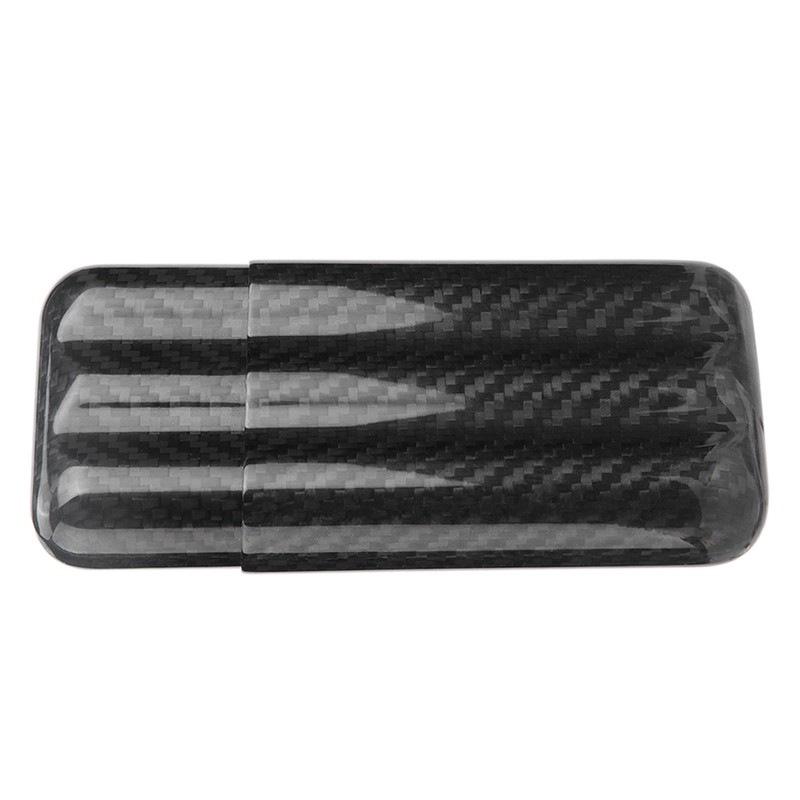 Carbon Fiber Cigar Case Humidors 3 Tubes Cigar Holder Storage