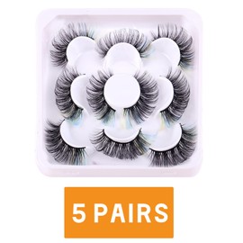FAIRYGATE False Eyelashes with Glue Coloured 5 Pairs Russian Strip Lashesfalse Faux Lashes Colored Lash Fluffy Wispy Thick Eyelash with Color C1911