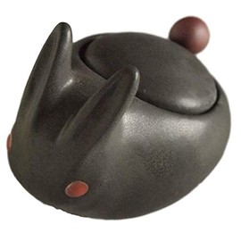 Country Goods Rabbit Pot Black Seasoning Container Condiment Container Sugar Pot Kitchen