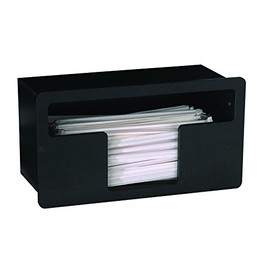 Dispense-Rite FMTS-1BT Built-in Standard Wrapped Straw Organizer, Black Polystyrene, 6-1/4" H x 11-5/8" W x 5-1/2" D, for Countertop Storage