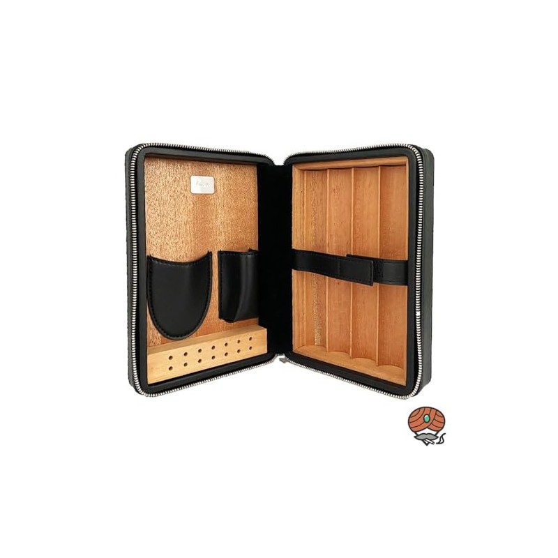 Angelo Travel Humidor Black Leather 4 Cigars