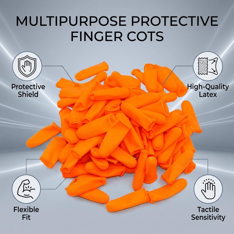 Pack of 100 Latex Finger Cots Reusable Finger Protection Non-Slip