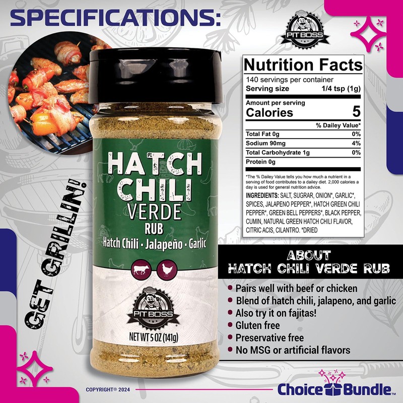 Pit Boss Hatch Chili Verde Premium Barbecue Mixed Seasoning Spice