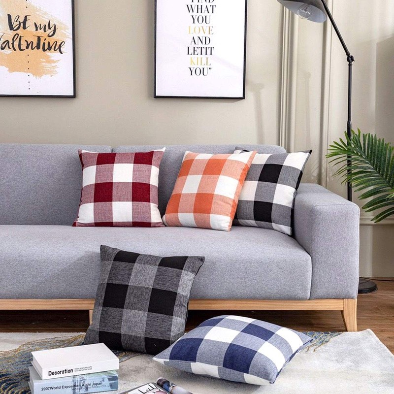 ORANIFUL Buffalo Check Cushion Covers 30 x 50 Set of