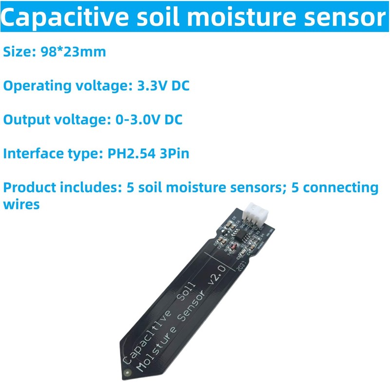 MTDELE 10Pcs Capacitive Soil Moisture Sensor Module 3.3V Compatible with