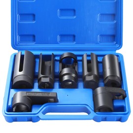 NYXOVA 7PCS Oxygen Sensor Socket, Universal O2 Sensor Removal & Installation Tool Kit with 22, 27, 29mm Sockets for All Vehicles, Automotive O2 Oxygen Sensor Socket Offset Wrench Remover Tool (Blue)