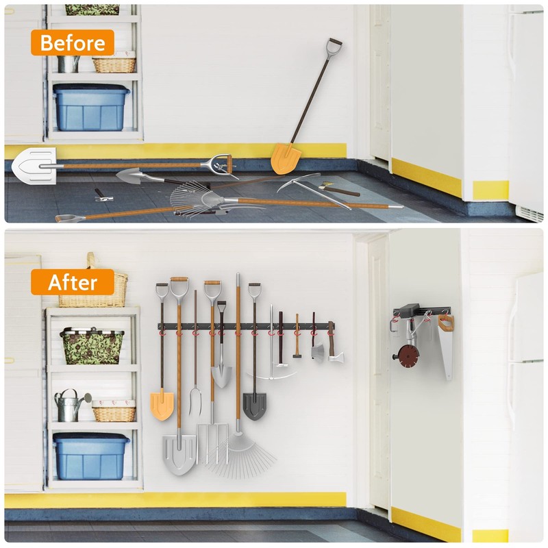WALMANN All Metal 64 Inch Wall Mount Garden Tool Organizer