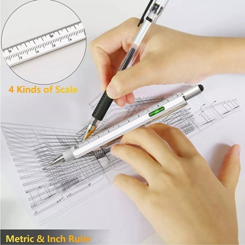 Veraly Pluma 6 En 1 Multifuncional Desarmador Regla Nivel 1pz