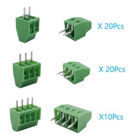MTDELE 50Pcs 2.54mm 0.1" Pitch PCB Mount Screw Terminal Block 2P 3P 4P 6A 150V for 26-18AWG Cable with Screwdriver