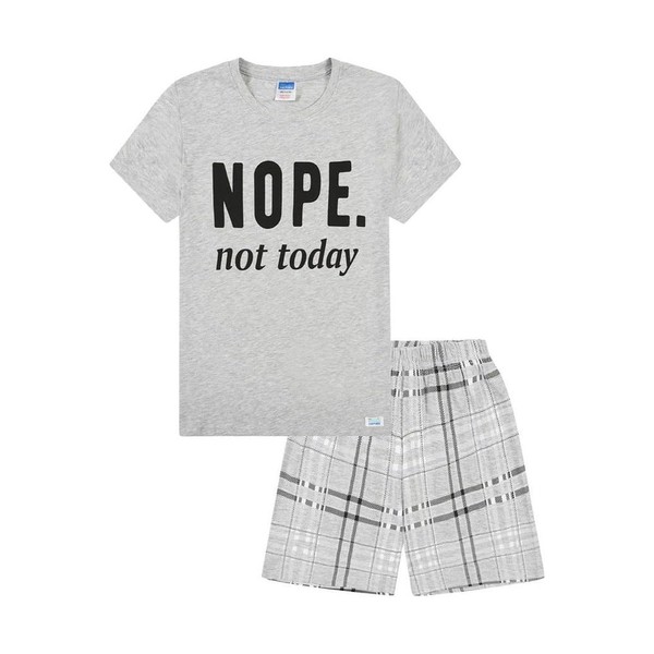 ThePyjamaFactory Girls Cheeky Nope Not Today Checked Short Cotton Pyjamas
