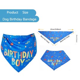 Dog Birthday Bandana, Reusable Boy Dog Birthday Bandana Scarf Set, Triangle Dog Scarfs Small Medium Dogs Pets Birthday Party Supplies for Small Medium Dogs Cats Costumes Headwear (Blue)