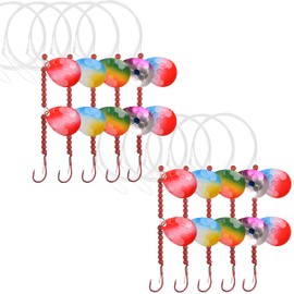 Walleye Spinner Rig Kit, 5/10Pack Crawler Harness Walleye Walleye Fishing Lure Rigs Live Bait Rigs Colorado Spinner Blades Beads Octopus Hooks Fishing Bait Rig for Walleye Trout Salmon