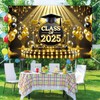 BlissYard Black and Gold Graduation Decorations Class of 2025 Backdrop