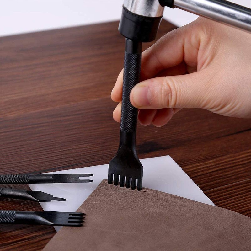 QIMEI-SHOP Leather Craft Hole Punches DIY Tools 1/2/4/6 Prong Steel