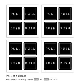 dealzEpic - PULL and PUSH Stickers - Black Self Adhesive Peel and Stick PULL and PUSH Signs - 4x4cm