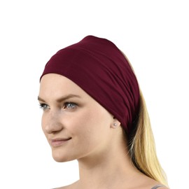 Jasmine Silk Unisex Bamboo Headband Hair Band (Burgundy)