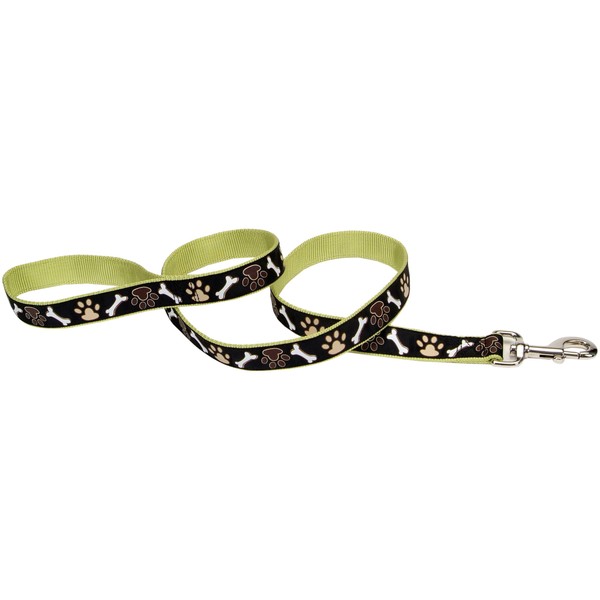 Coastal - Ribbon - Dog Leash, Brown Paws and Bones,