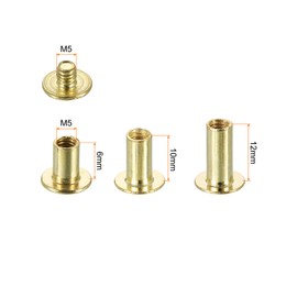 sourcing map 75 Sets Chicago Screw Rivets Metal Phillips Head Binding Screws Post Nail Rivet Stud Screw for DIY Leather Belt Bag Craft Bookbinding, 3 Sizes, Gold Tone