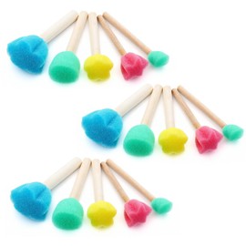 15 Pcs Sponge Paint Brushes, 5 Styles Colorful Stencil Brushes for Painting, Round Sponges Brush Foam Paint Brush for Acrylic Painting (Green, Blue, Yellow, Pink)