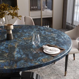VaryStyle 15.7"x118" Blue Gold Marble Contact Paper for Countertops Thick Blue Marble Wallpaper Peel and Stick Countertop Waterproof Self Adhesive Vinyl Wrap Counter Top for Kitchen Bathroom Table