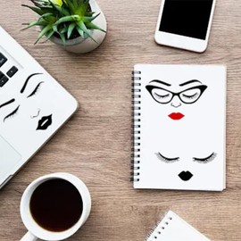 6PCS Female Face Painting Stencils Reusable, 5.9x9.8inch Eyes Nose Mouth Drawing Template Facial Expression, Woman Face DIY Decor Stencil Drawing On Wood, Canvas, Wall, Fabric, Furniture