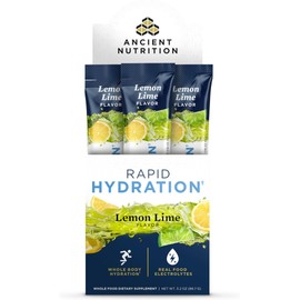 Ancient Nutrition Rapid Hydration Powder, Lemon Lime, Electrolytes from Natural Sea Salts and Red Marine Algae, Supports Rapid Body Hydration and Cellular Health