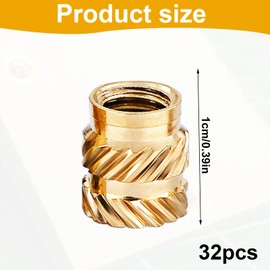 Nouiseuns 1/4''-20 Threaded Inserts – 32PCS Brass Heat Set Inserts for 3D Printing, Plastic Parts, Repair and Assembly (1/4"-20x10x8)