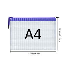 Mesh Document Bag Set of 10, Waterproof Zipper Pouch / A4 Size Zip File, for Household Daily Storage School Office M-D-2B (White, A4 (13.5×9.5 Inch))