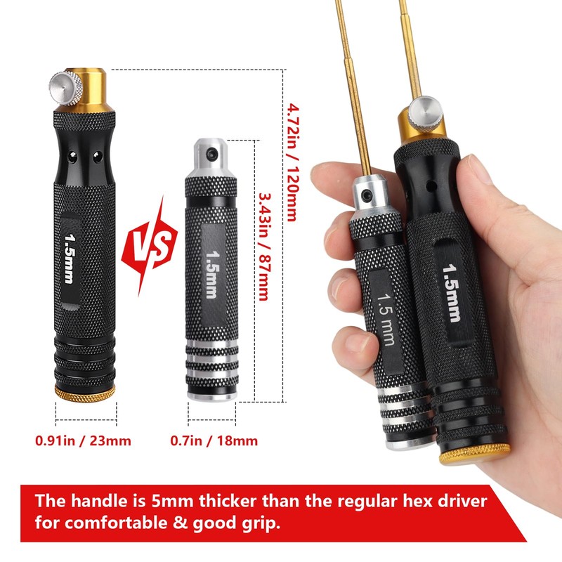 HobbyPark Titanium Hex Driver Allen Screwdriver Set 1.5mm 2.0mm 2.5mm
