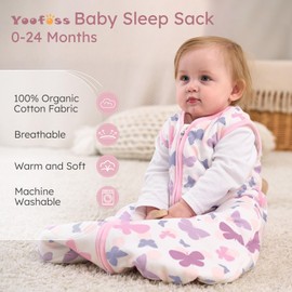 Yoofoss Baby Sleep Sack 0-6 Months, TOG 1.5 Baby Wearable Blanket with 2-Way Zipper, 100% Organic Cotton Fabric Winter Infant Sleeping Sack, Warm Soft Comfy