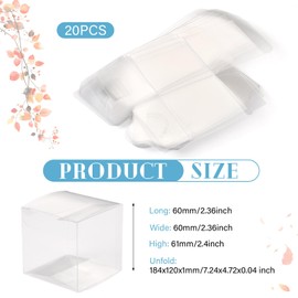 Craftdady 20 pcs Clear Square Gift Cases Transparent Plastic PVC Favour Boxes Small Wedding Candy Packing for Holiday Birthday Party Present Bridal Shower Cupcakes Jewelry
