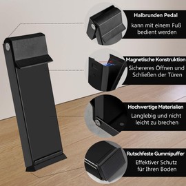 Door Stop Floor, Foot-Operated Door Stopper with Non-Slip Rubber Head and Magnets, Rubber Door Stopper, Heavy Floor Door Stopper for Indoor Outdoor Door Balcony Doors, Office, Garage (Black)