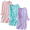 Inadays 3 Pack Women's Cotton Nightgown Sleepwear Long Sleeves Nightshirt