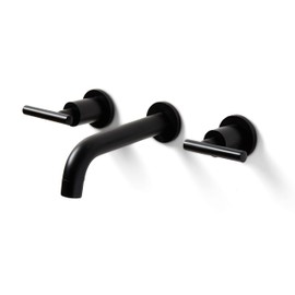 Brasnell Solutions, Matte Black Wall Mounted Tub Faucet - Dual Handle - Brass - Vanity - 3-hole spout, High Water Pressure - Home Improvement Bathroom DIY
