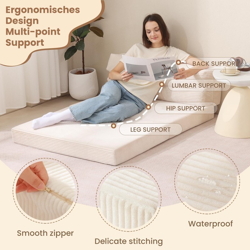 JUIKURY Folding Sofa Bed, Convertible Sleeper Chair with Pilow Foldable