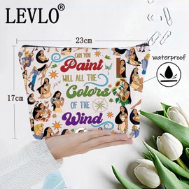 LEVLO Forest Princess Cosmetic Make Up Bag Poca Hontas Fans Gift Paint With All The Colors Of The Wind Makeup Zipper Pouch Bag For Women Girls (Paint With Full Bag)