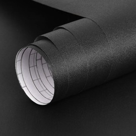 Mecpar Solid Black Wallpaper 15.7" x 49.21Ft Black Peel and Stick Wallpaper Matte Textured Black Contact Paper Vinyl Self-Adhesive Removable Thick Wallpaper for Rooms Walls Kitchen Countertop Cabinet