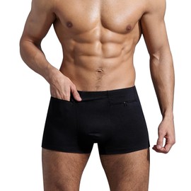 Pocket Underwear for Men with Secret Hidden Pocket, Travel Stash Boxer Brief, XX-Lager Size 2 Packs (Black)
