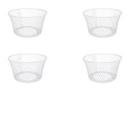 Generic SOL MAR White Coated Round Wire Basket 4 Pack - Versatile Metal Wire Baskets Centerpieces Floral Arrangements Everyday Decor Office School Classroom Garden Summer Bonus Item Jested