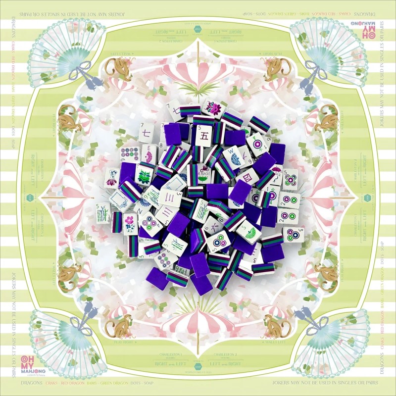 30mm 1-3/16" 4-Layer Engraved American Mahjong Set 160-Tile Purple Acrylic