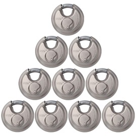 Stainless Steel disc Padlock with dust Cover, Keep Cylinder Clean, Keyway Protection 2-3/4"(70mm) Great for Truck, Trailer, Van, Outdoor and Other Tough Environment (10, Keyed Alike)