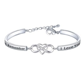 FEELMEM Mom Gifts Bracelet Always Remember I Love You Mom Infinity Love Heart Bracelet Mom Birthday Gifts from Daughter(silver), middle