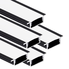 Paquete de 5 Perfil de aluminio para tira led de 1 Metro, Difusores de LED Sistema de canal led en Forma U con Cubierta, con Tapas Extremos y Clips de Montaje para Interior/Exterior (TipoB)