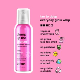B.TAN b.tan Dark Gradual Self Tanner Whip | Plump Up the Bronze - Daily Aerosol Foam to Build a Deep, Bronzed Everyday Glow, Enriched With Hyaluronic Acid + Guarana For Plump, Juicy Skin, 207ml