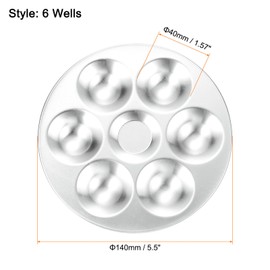 sourcing map Paint Palette Tray 5.5" 6 Wells Aluminum Round Paint Mixing Pallet for Acrylic Oil Watercolor Artist DIY Painting