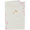 BEAUTIFUL GLITTER COATED FLOWERS THINKING OF YOU SYMPATHY GREETING CARD